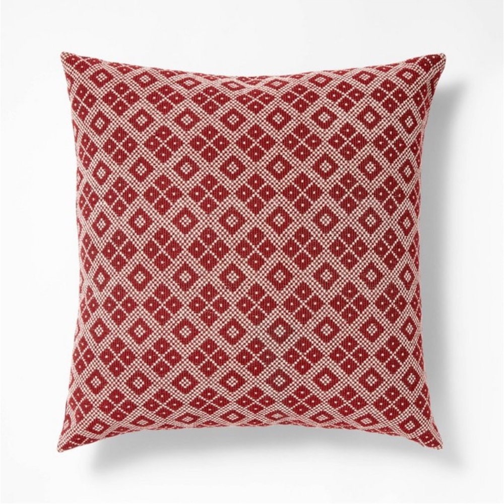 Studio McGee Oversized Woven Fair Isle Square Throw Pillow Red/Cream